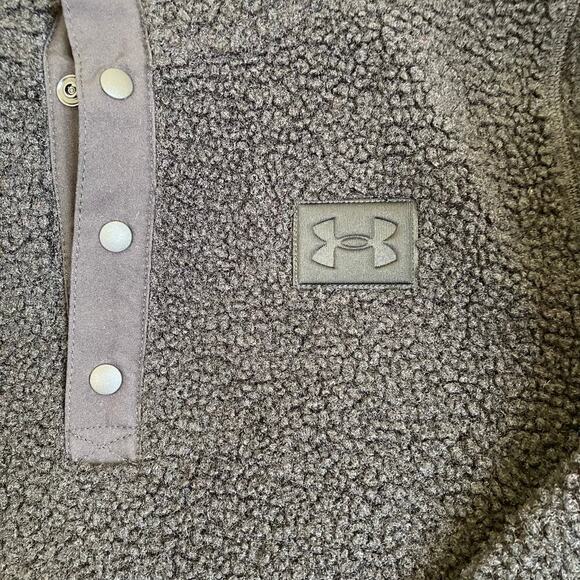 Under Armour Big Kids Sz YL Sherpa 1/4 Snap Pullover Solid Black Warm Cozy NWT - Picture 12 of 15